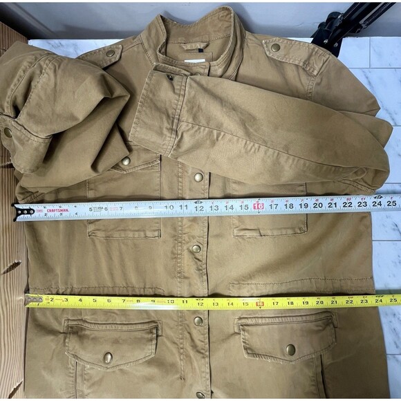 VTG Gap Jacket Large Tan Zip Snap Military Utility Chore Work Gorpcore Unisex - Picture 12 of 13